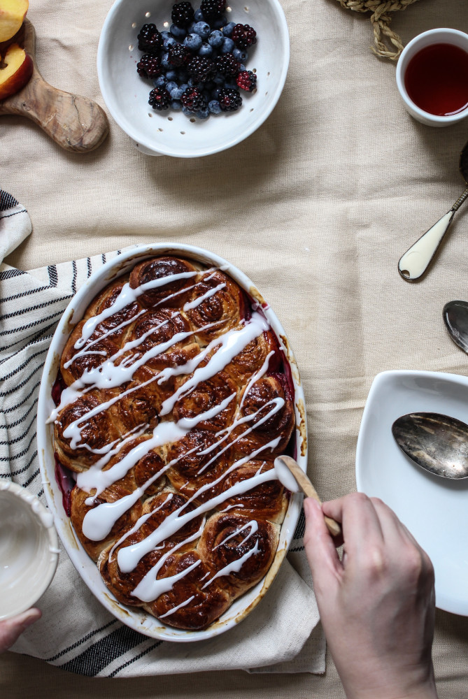 nectarine berry cinnamon roll bake-1-5