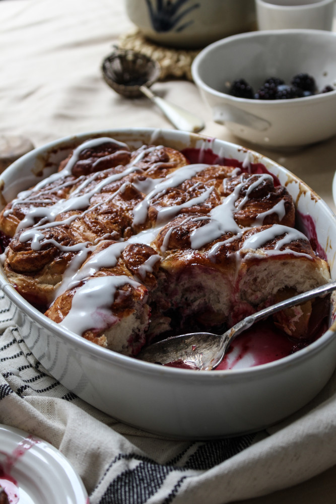 nectarine berry cinnamon roll bake-1-8