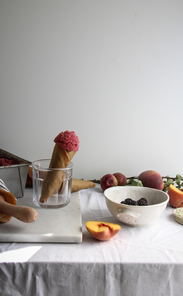 peach blackberry sherbet and cones-1-6