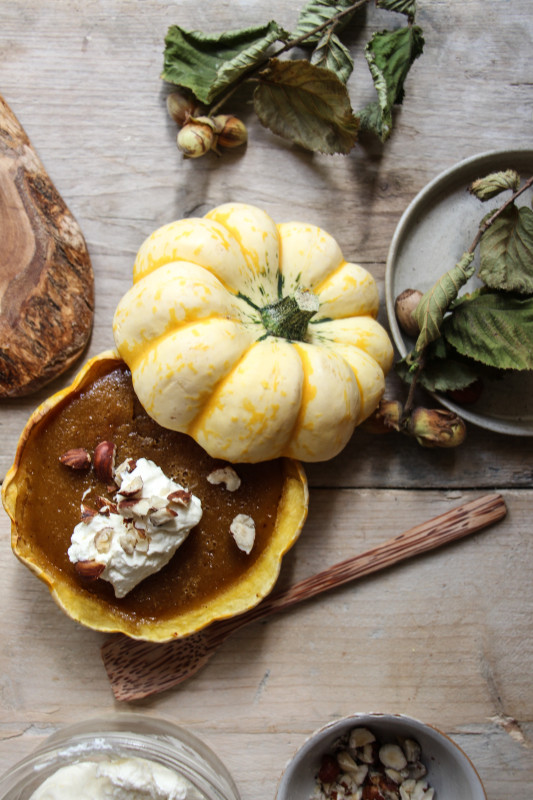 pumpkin pies baked inside squashes-1-14