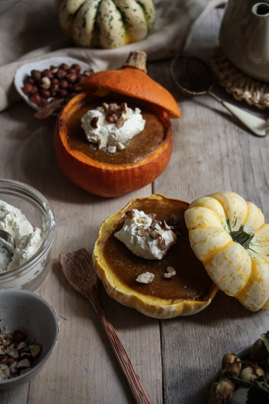 pumpkin pies baked inside squashes-1-7