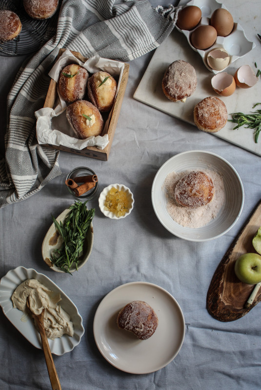 apple tarragon and brown sugar cinnamon custard doughnuts-1-24