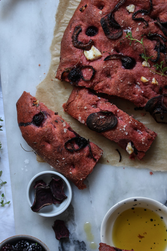 beetroot red onion ricotta and blackberry foccacia-1-10