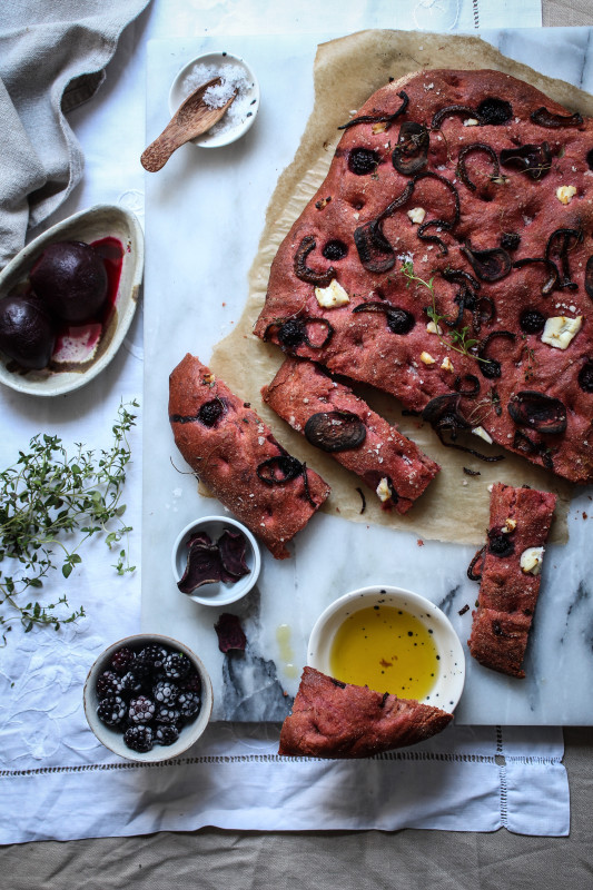 beetroot red onion ricotta and blackberry foccacia-1-12