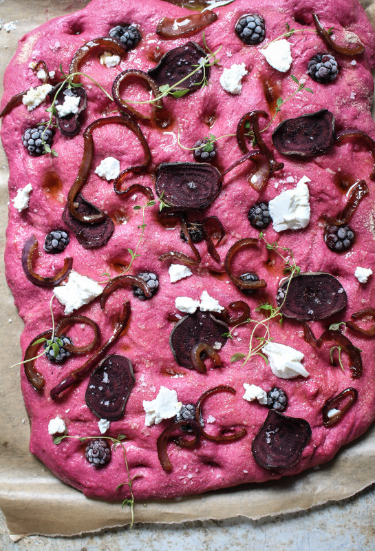 beetroot red onion ricotta and blackberry foccacia-1-18