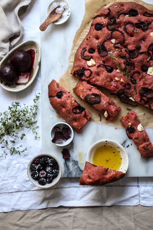 beetroot red onion ricotta and blackberry foccacia-1-8