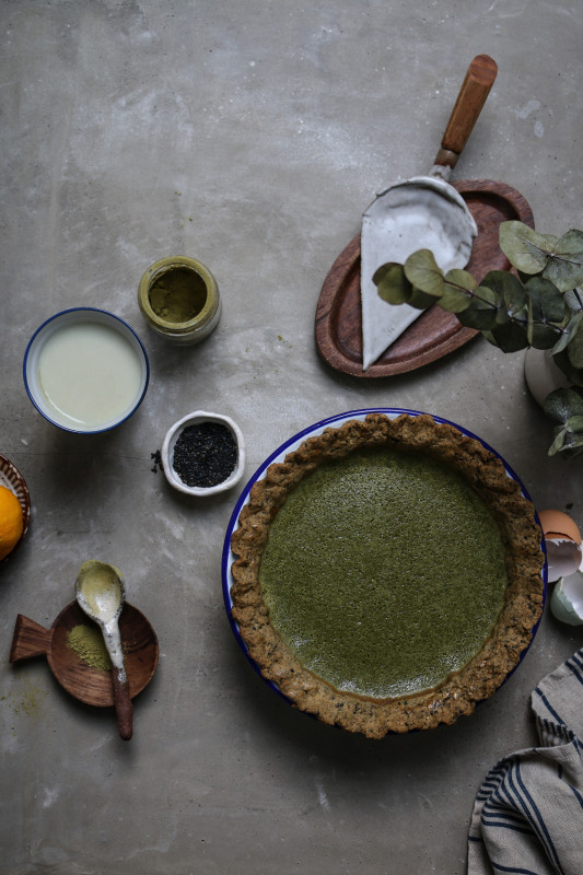 matcha custard pie with black sesame pastry-1-4