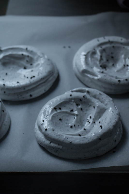 black sesame meringue nests with hibiscus poached pears-1-2