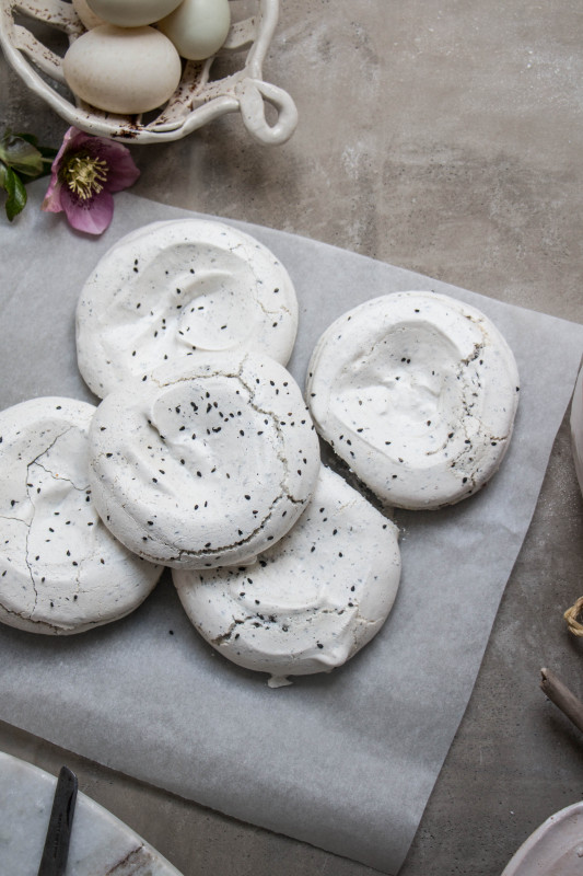 black sesame meringue nests with hibiscus poached pears-1-5