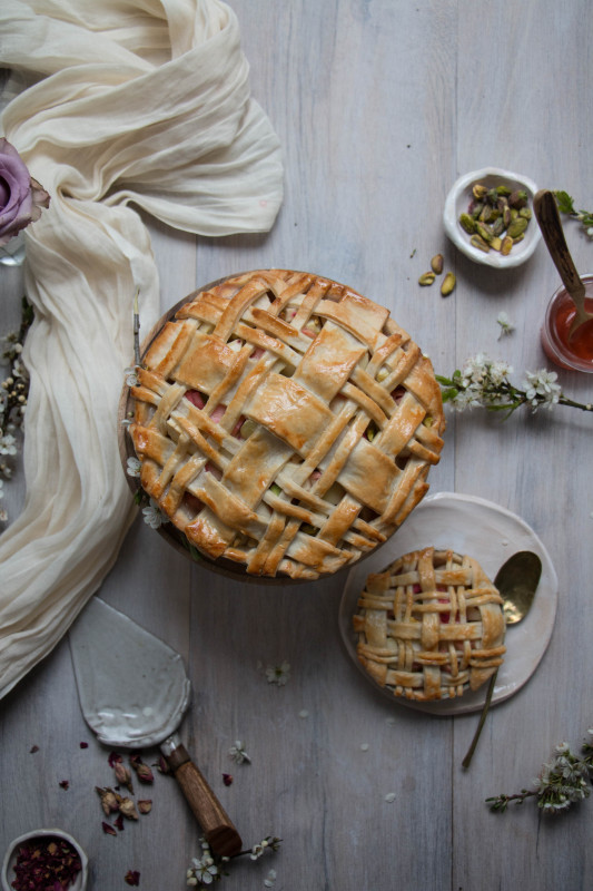 apple rose and rhubarb and pistachio pie-1-24