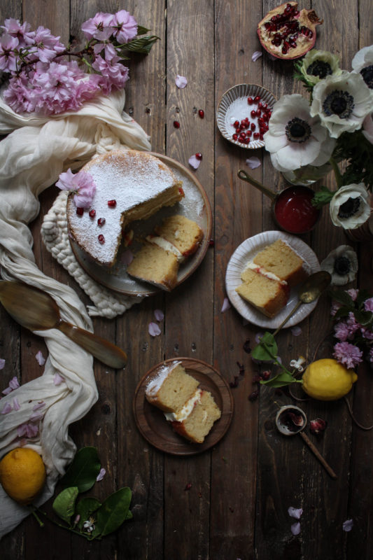 lemon pomegranate hibiscus curd filled cake-1-11