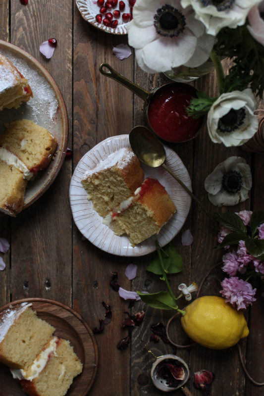 lemon pomegranate hibiscus curd filled cake-1-18