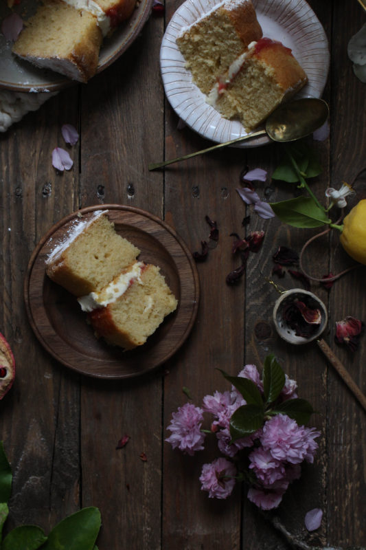 lemon pomegranate hibiscus curd filled cake-1-25