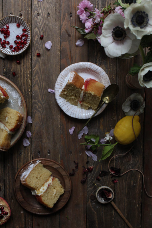 lemon pomegranate hibiscus curd filled cake-1-31