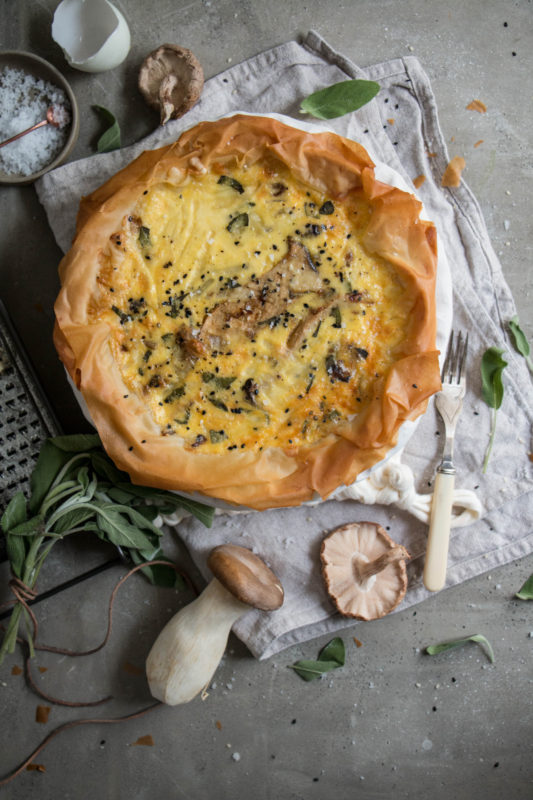 cheddar miso sesame glazed mushroom quiche-1-5