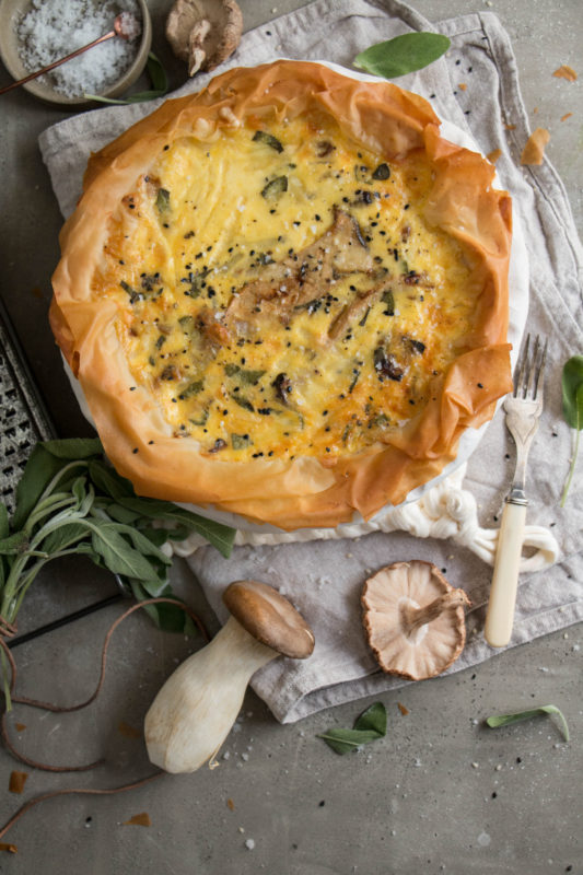 cheddar miso sesame glazed mushroom quiche-1-6