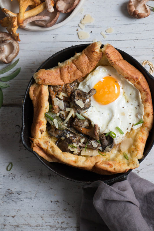 savoury dutch baby pancake with creamy mushrooms-1-5