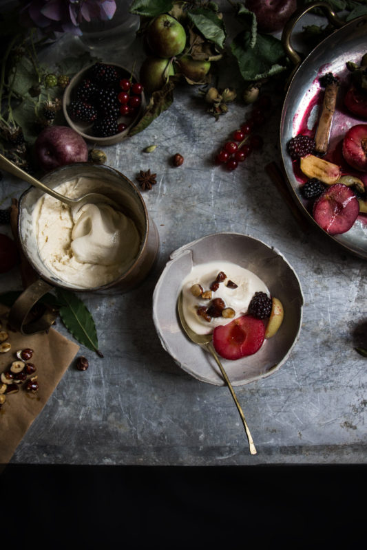 earl grey icecream with spiced fruit-1-1