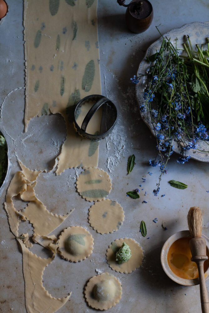 pea and mint and ricotta ravioli