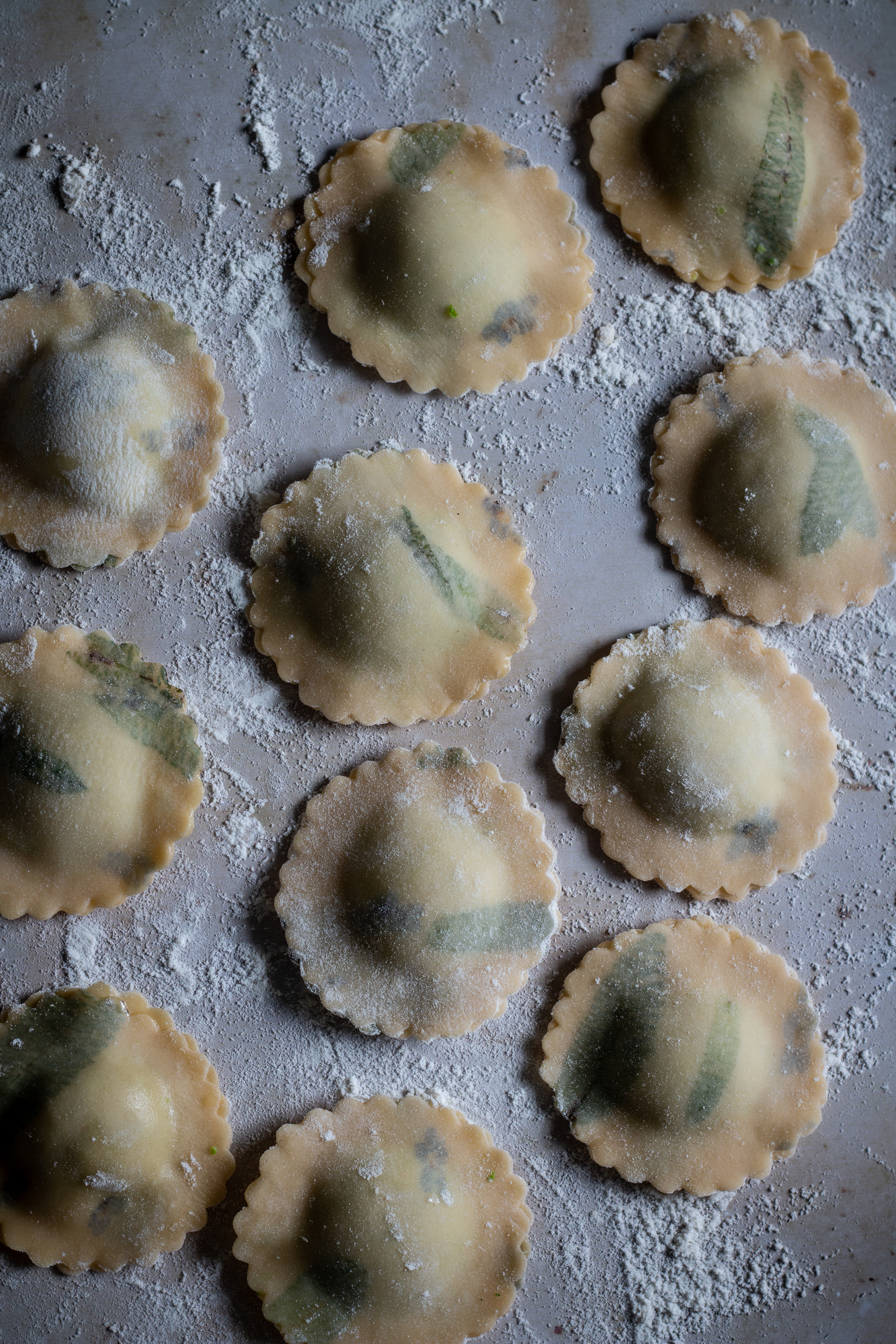 pea and mint and ricotta ravioli