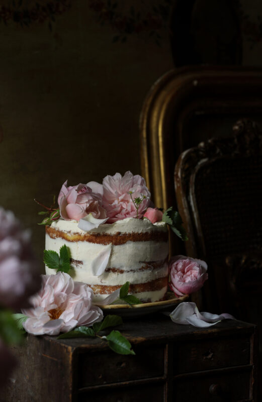 strawberry rose cake