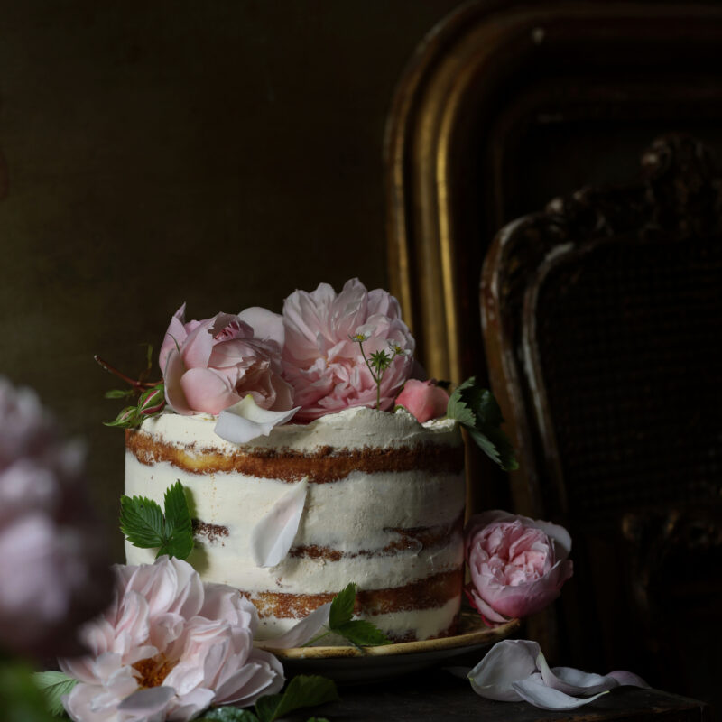 strawberry rose cake