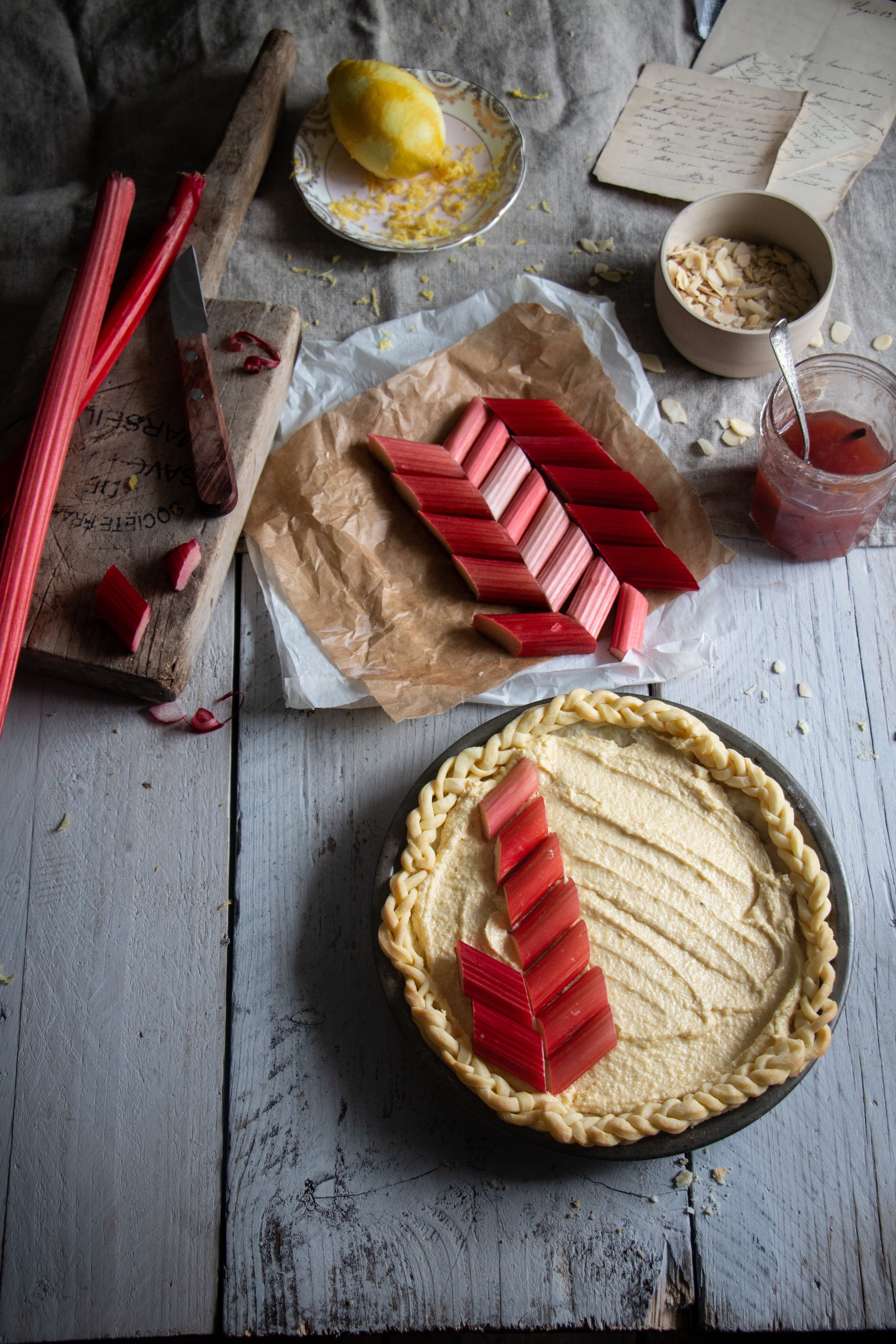 Rhubarb frangipane tart