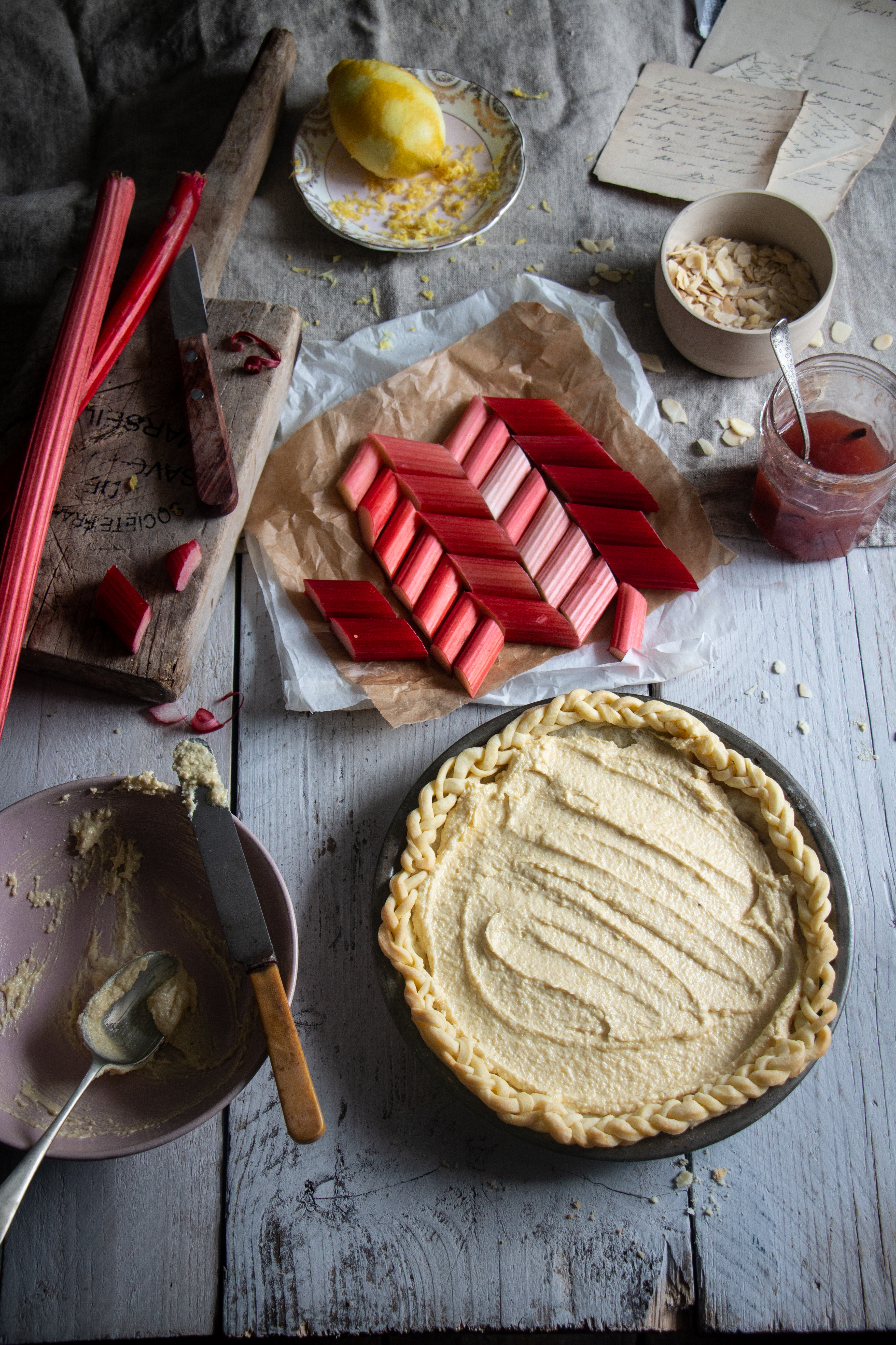 Rhubarb frangipane tart