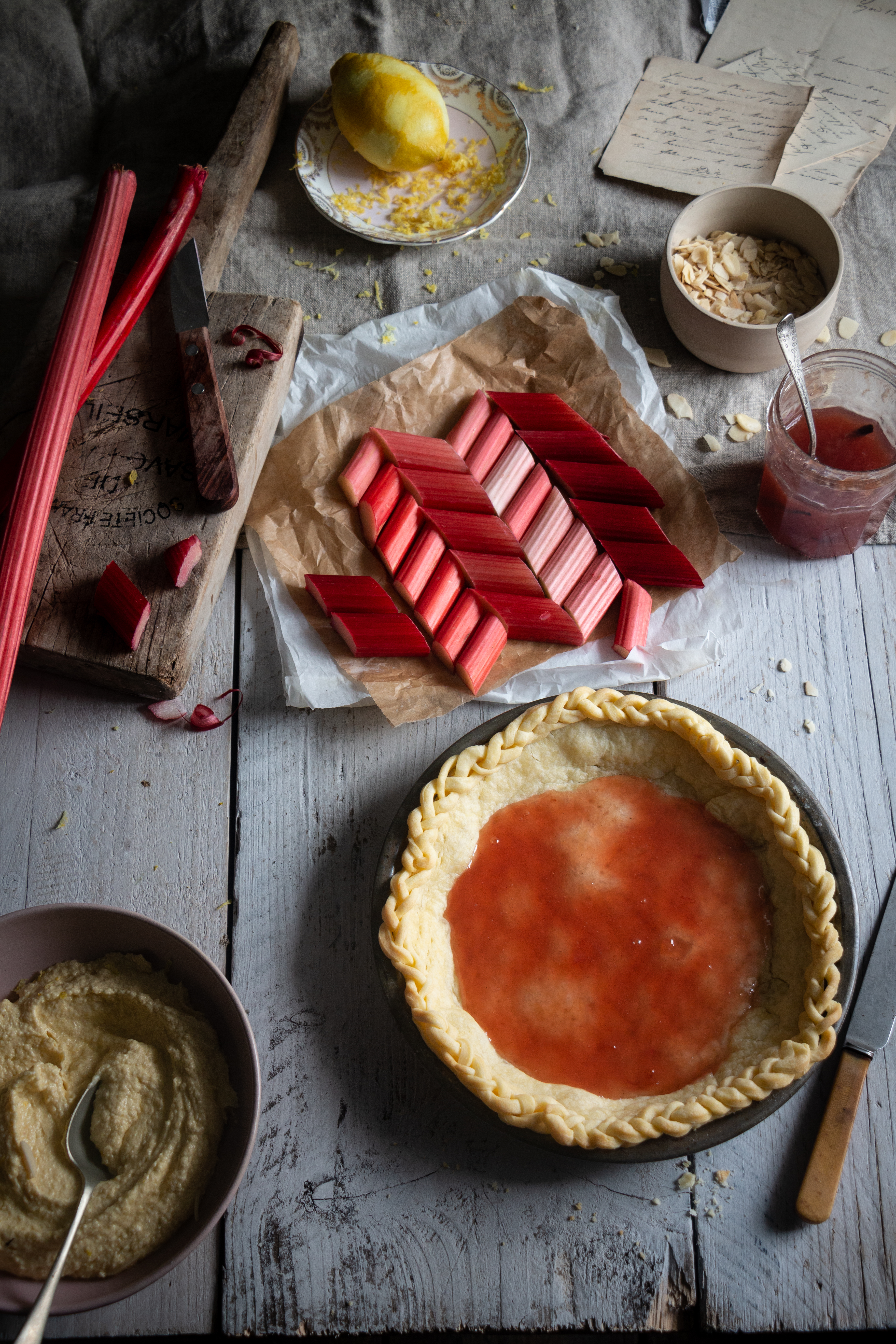 Rhubarb frangipane tart