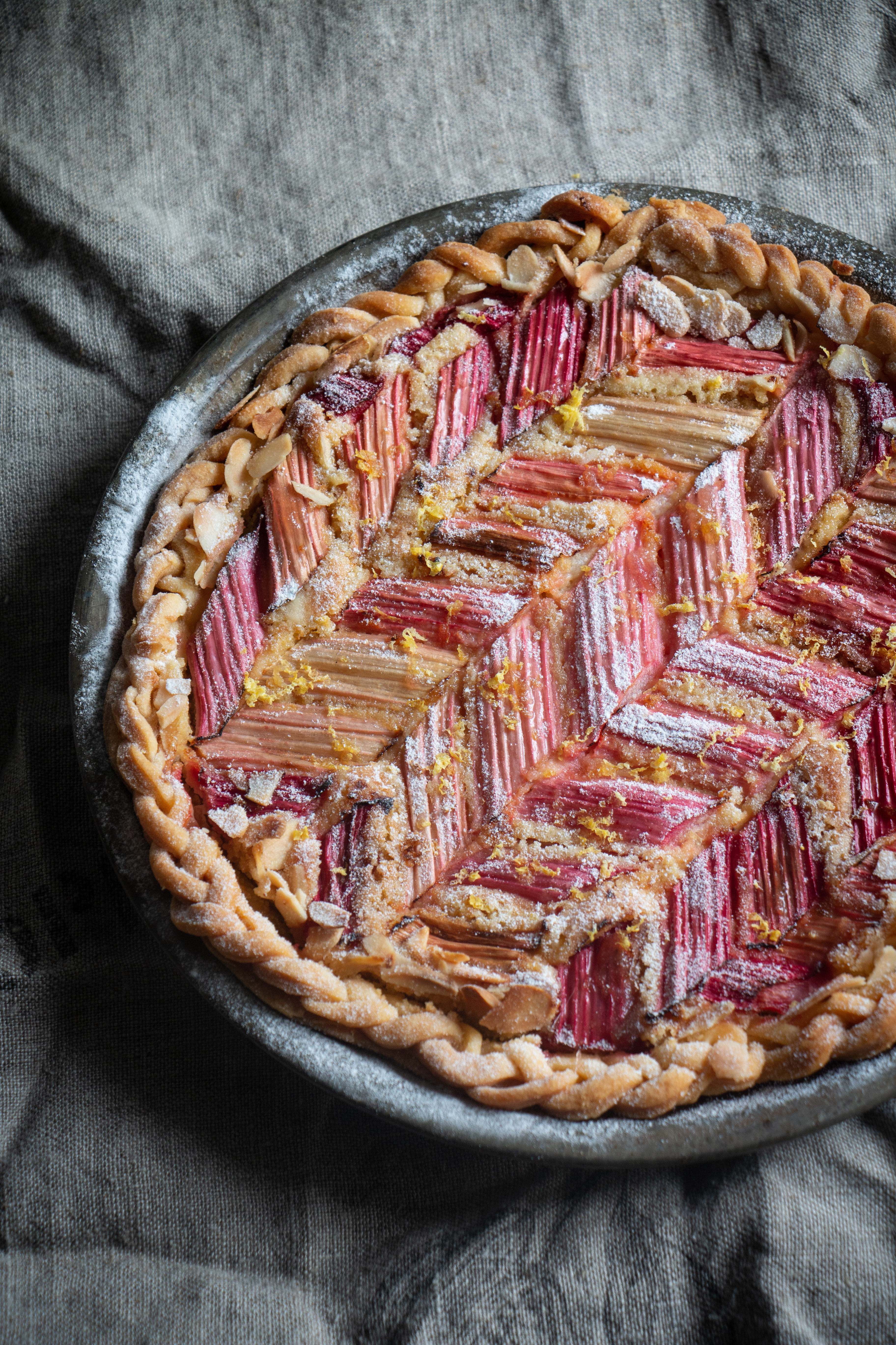 Rhubarb frangipane tart