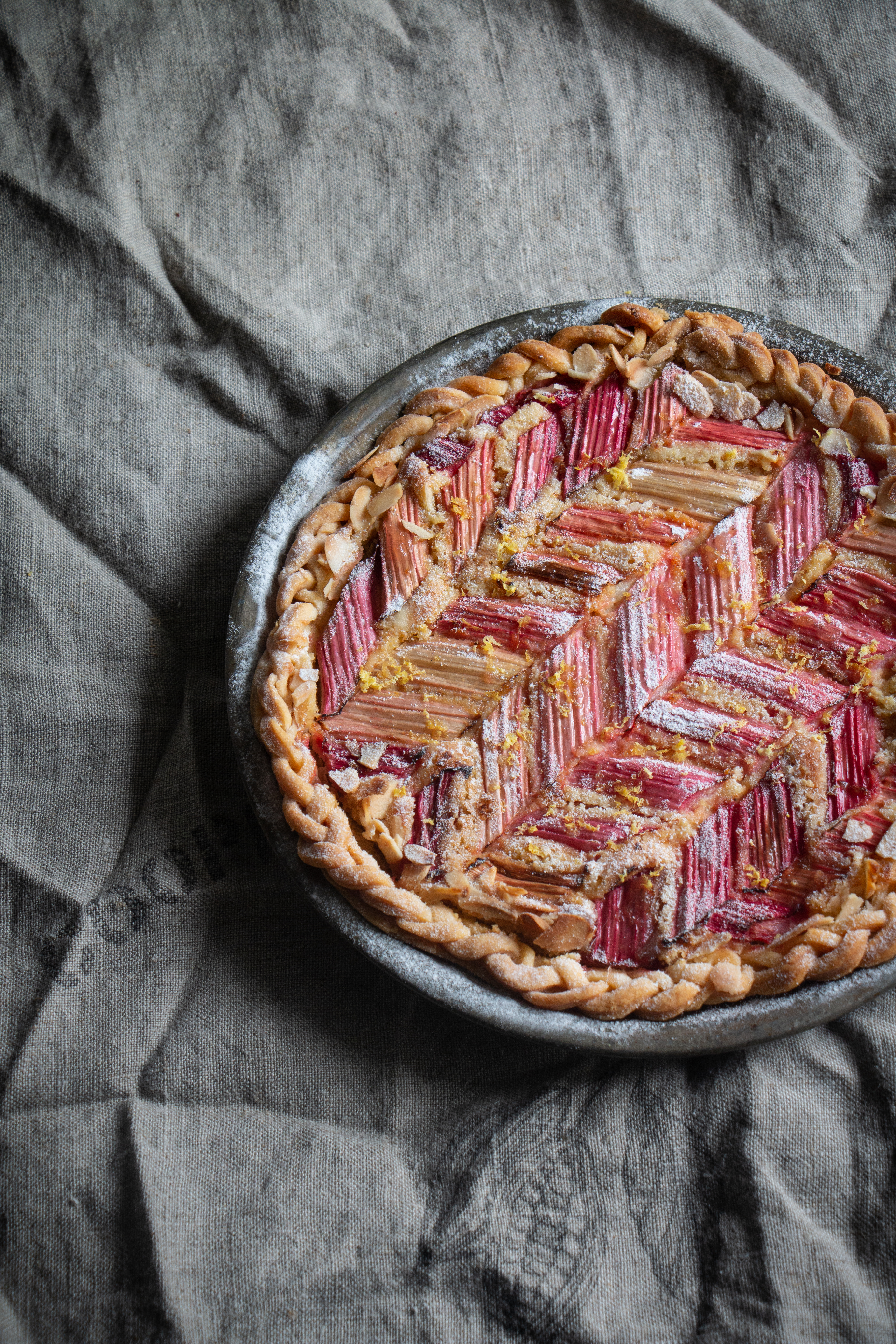 Rhubarb frangipane tart