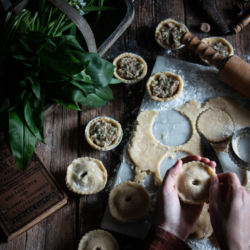 wild garlic pork pies