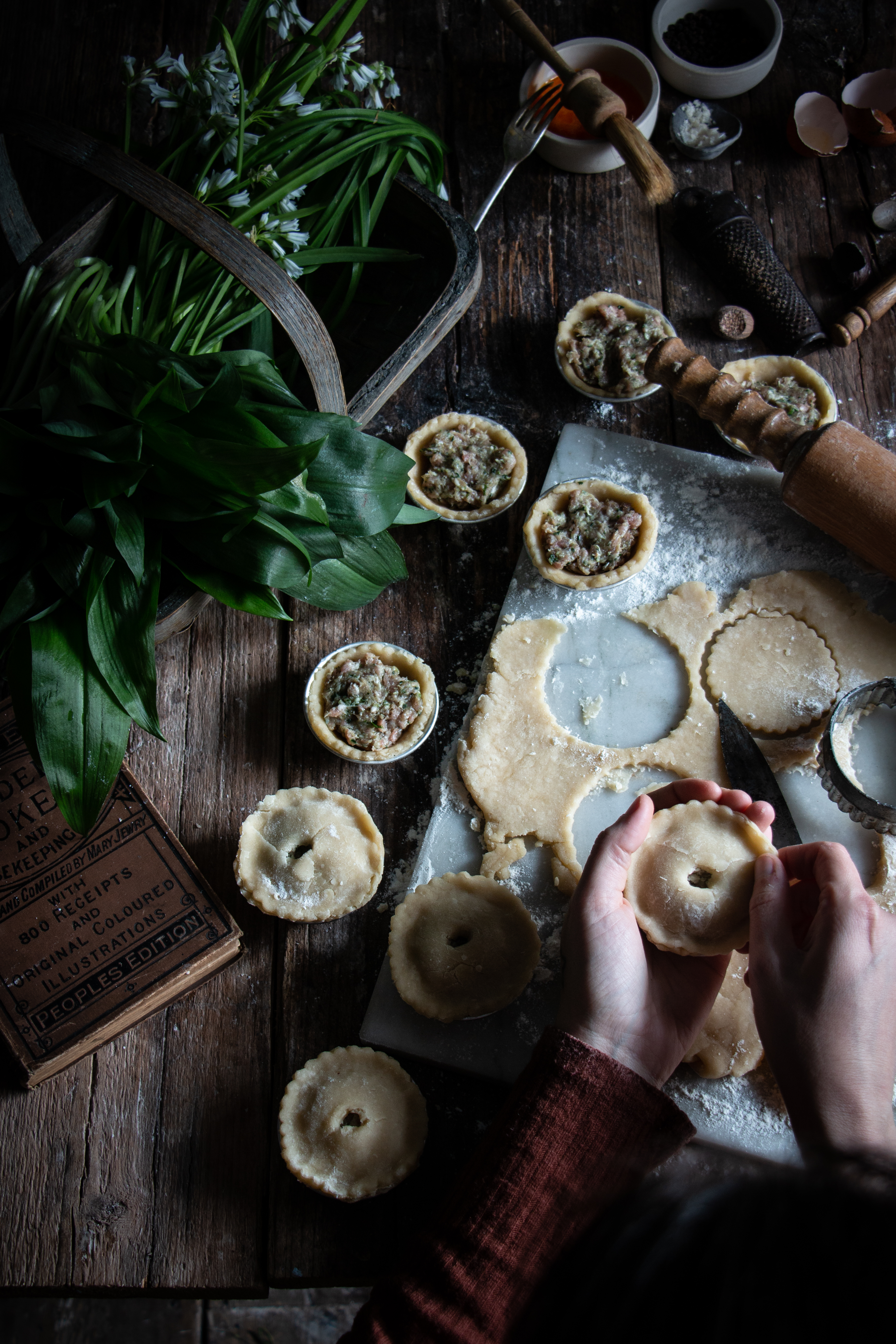 wild garlic pork pies