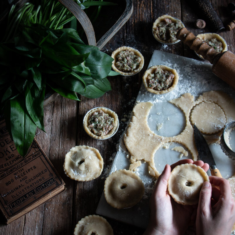 foragers pork pie - wild garlic pork pie