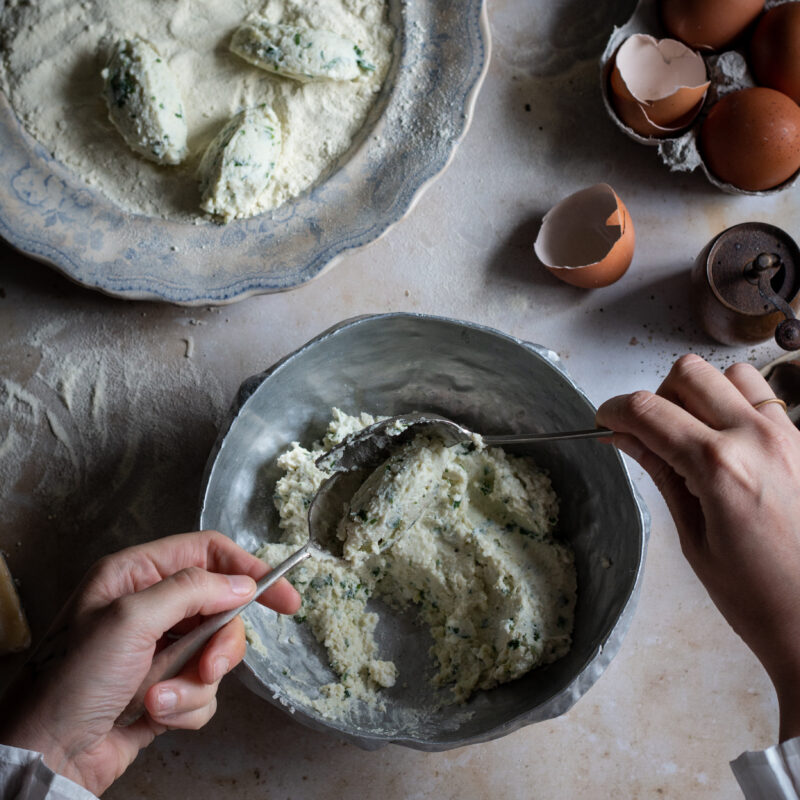 wild garlic ricotta gnudi