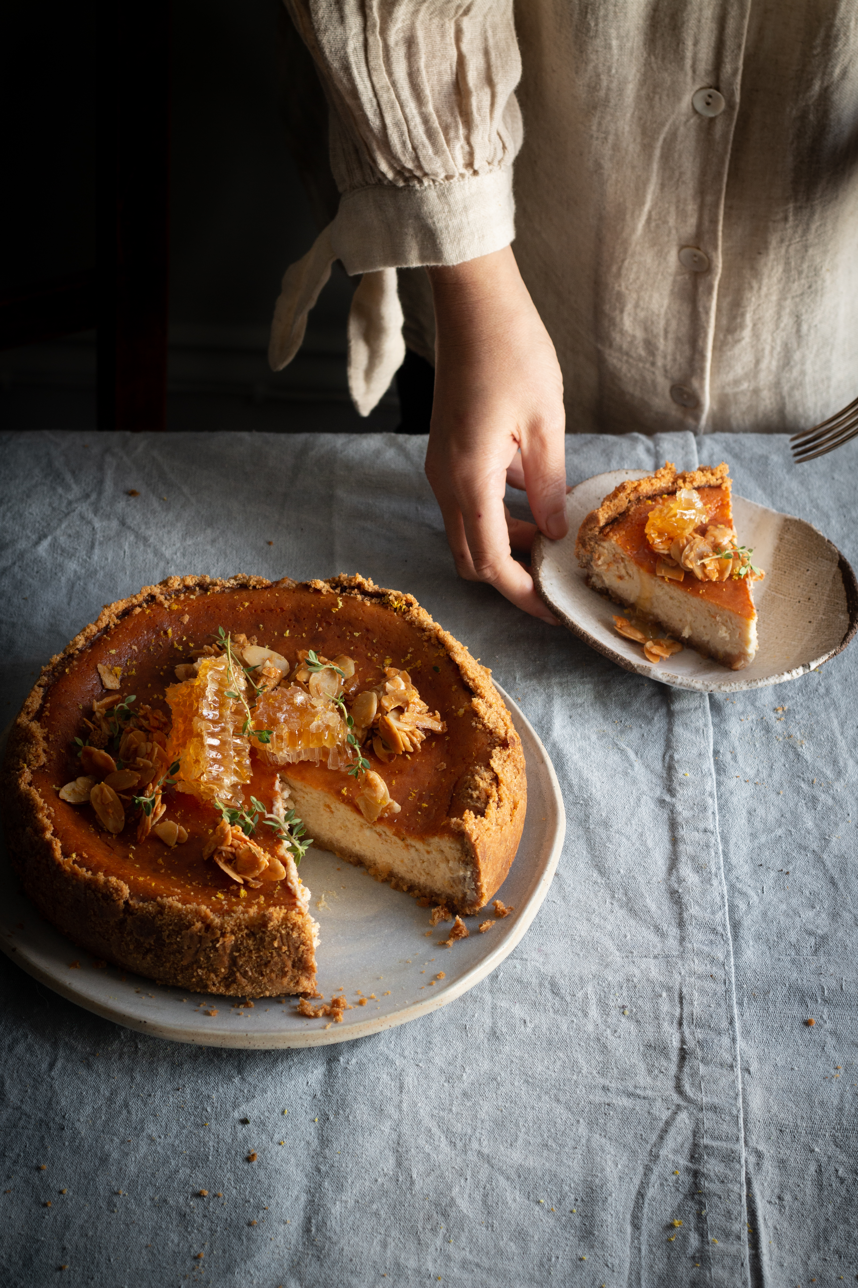 honey ricotta cheesecake