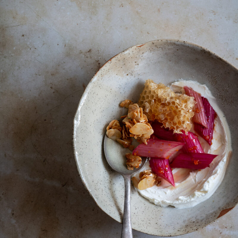 labneh and rhubarb