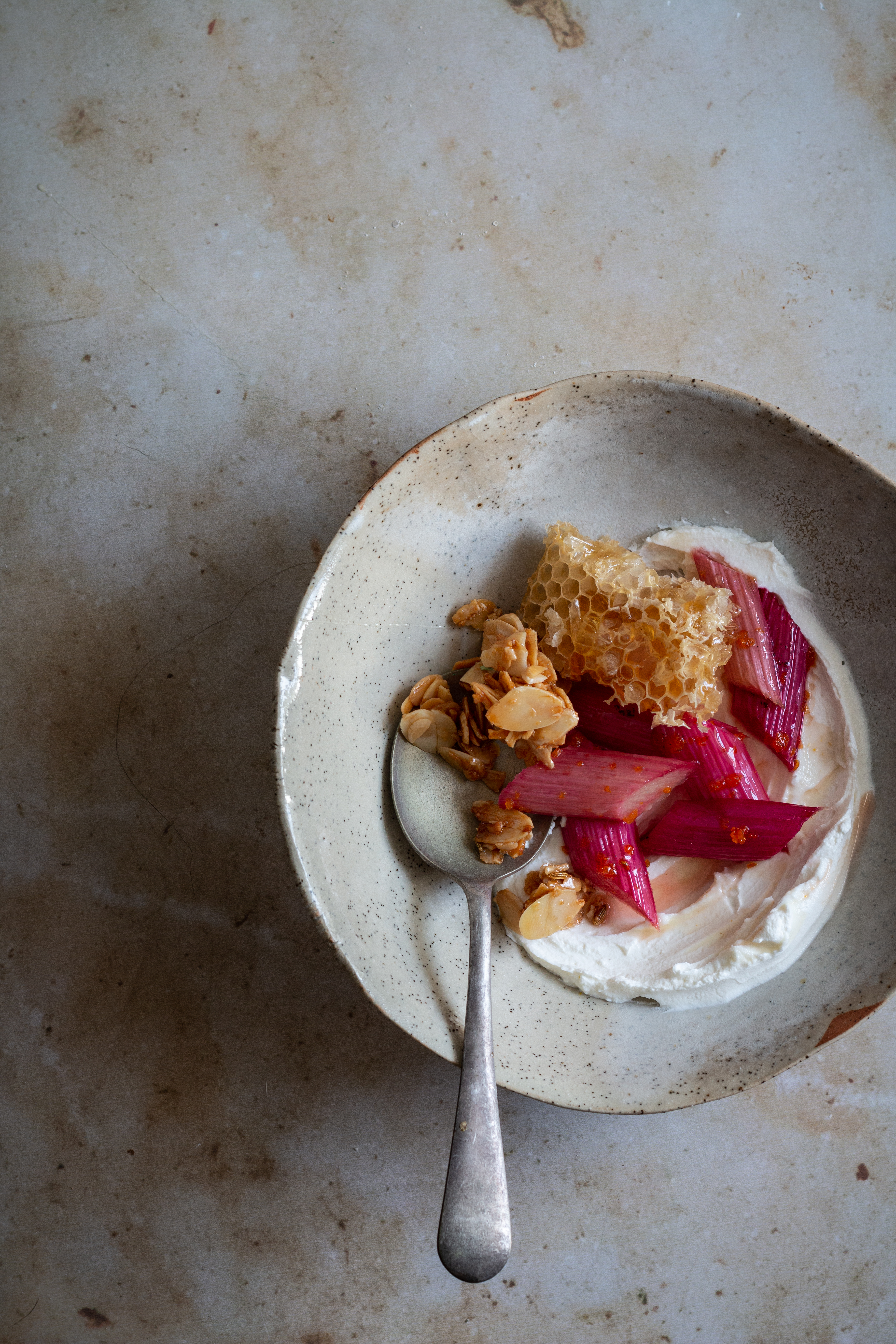 labneh and rhubarb