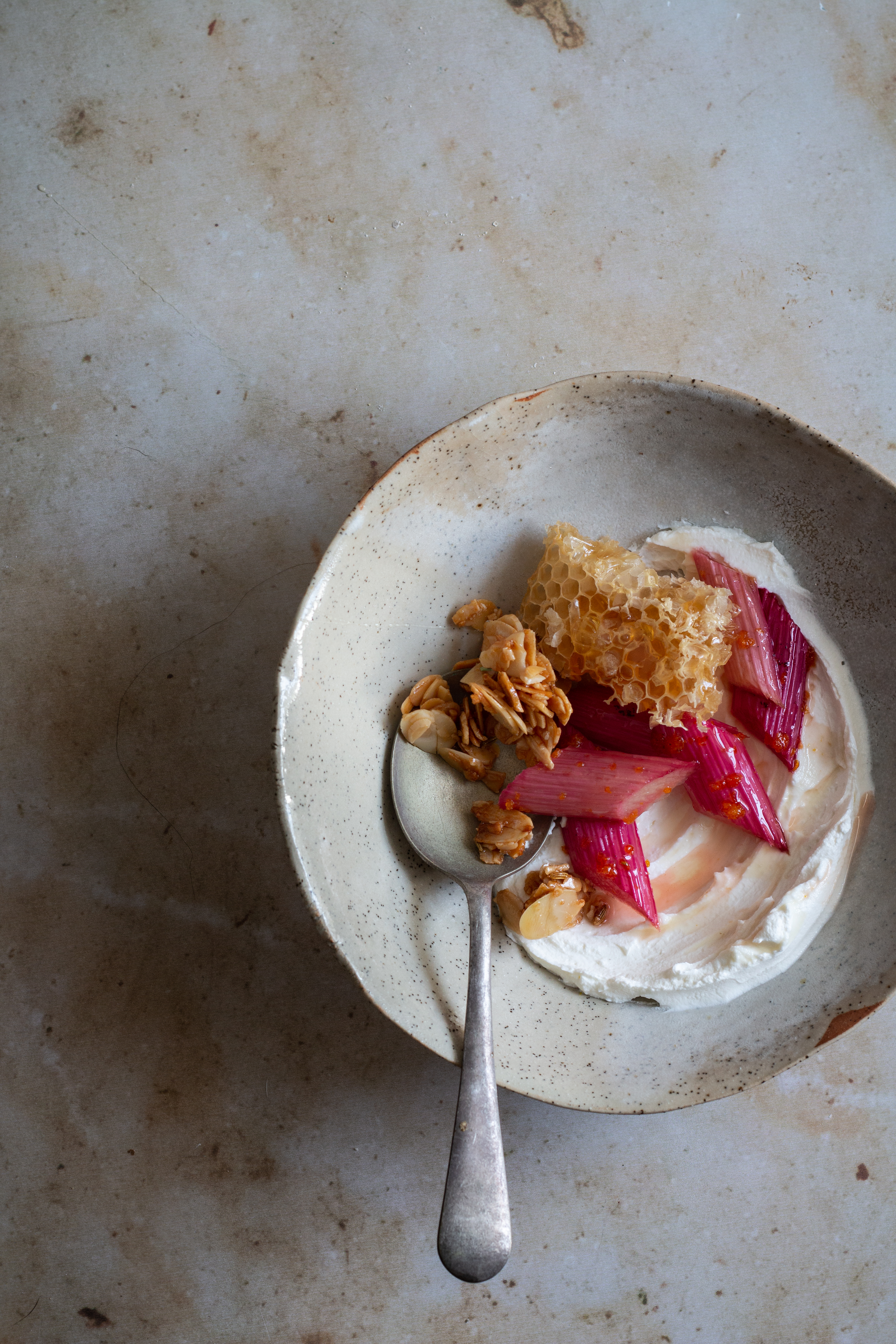 labneh and rhubarb