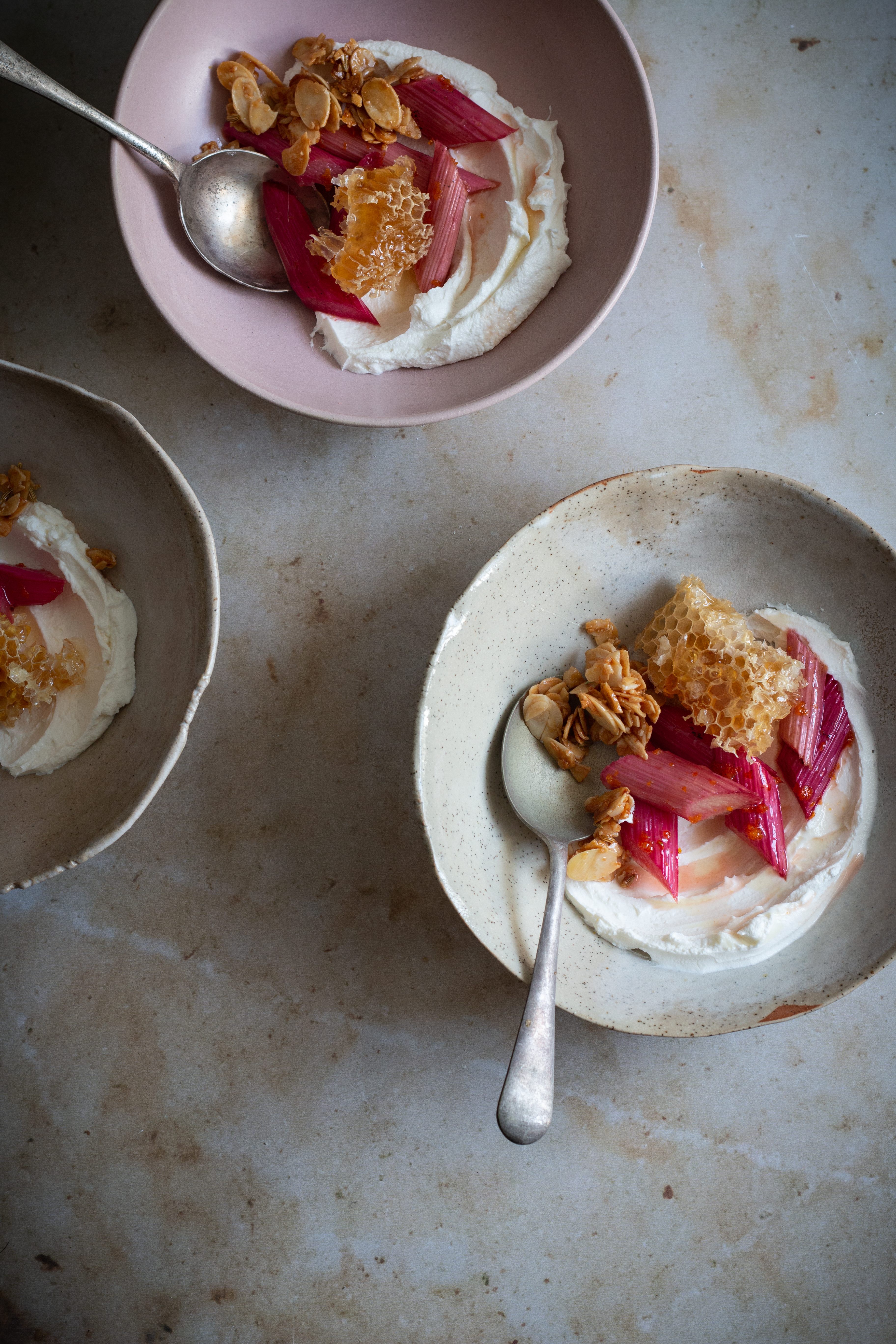 labneh and rhubarb