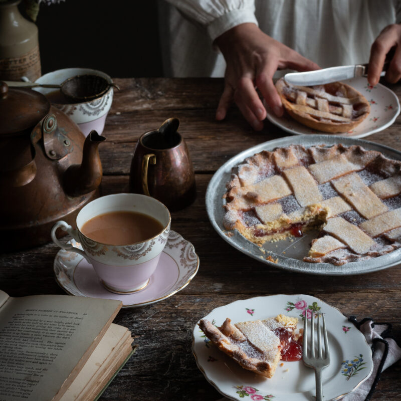 strawberry rhubarb hibiscus jam crostata