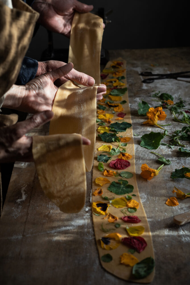 making flower pasta