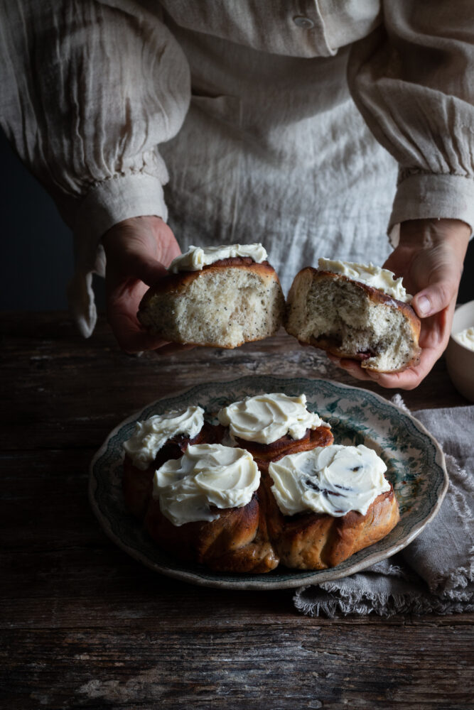 strawberry poppy seed Hokkaido milk buns