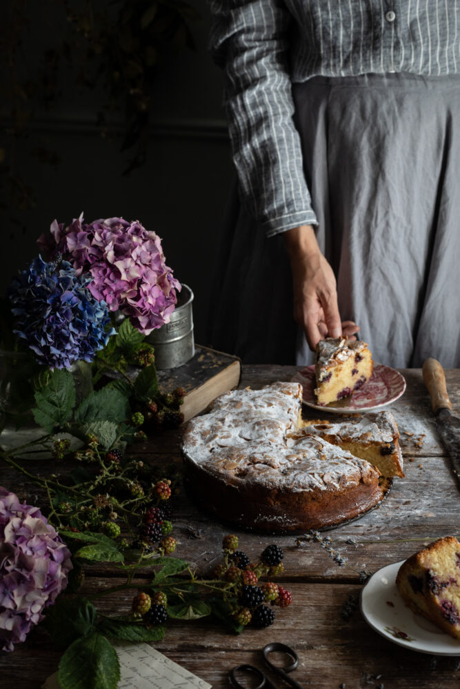 blackberry lavender frangipane cake