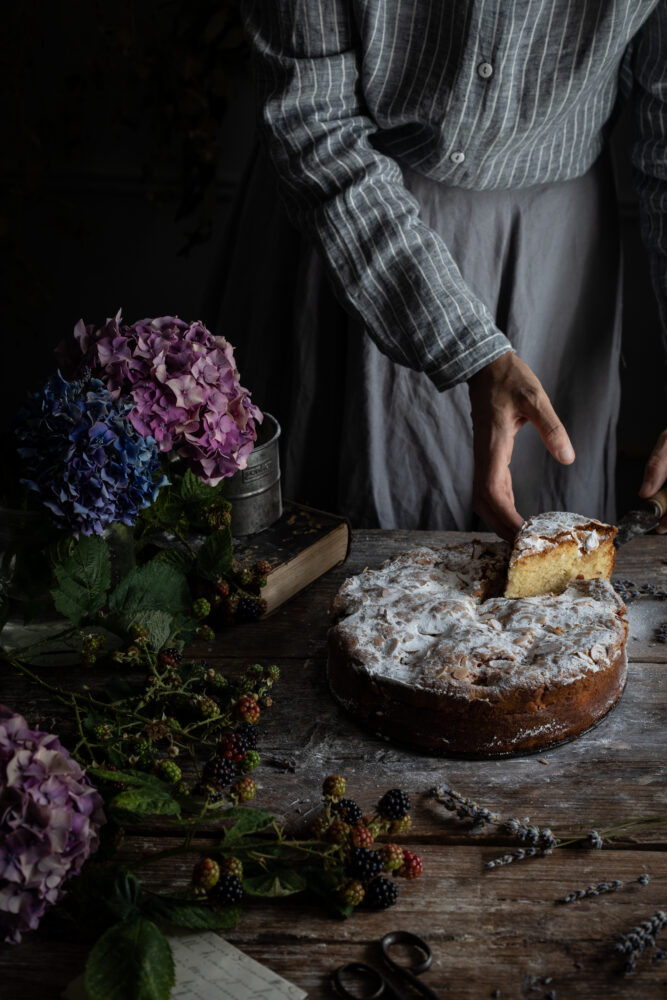 blackberry lavender frangipane cake