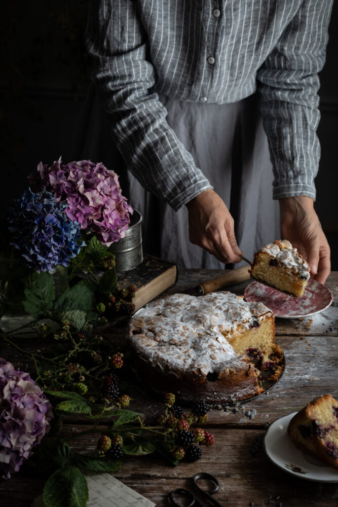 blackberry lavender frangipane cake