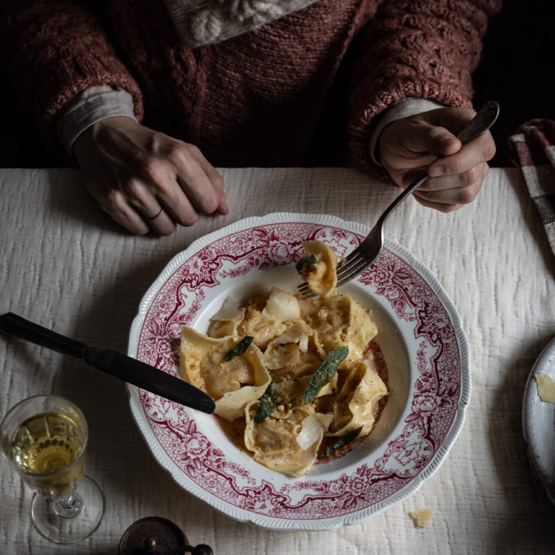 chestnut and pumpkin cappelletti