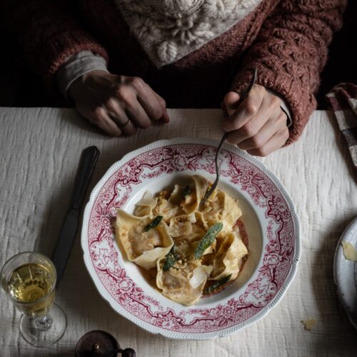 chestnut and pumpkin cappelletti