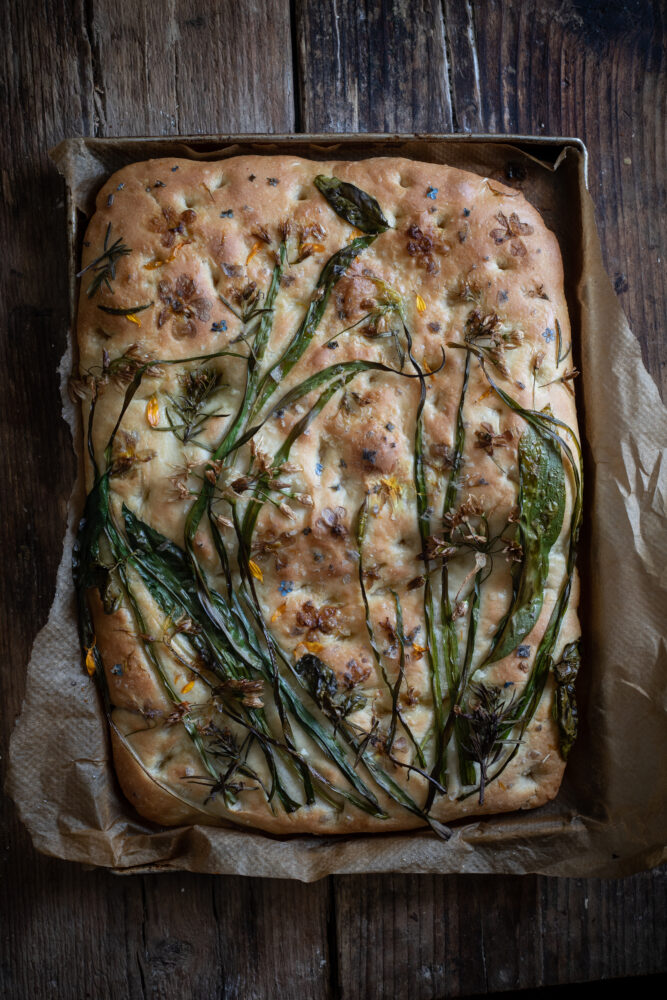 spring flower focaccia