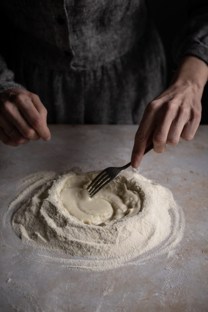 making pasta with semolina and water